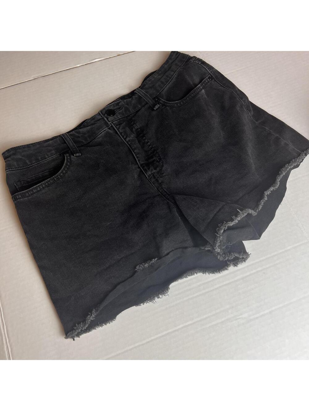 Summer Goth FRAYED Brand Denim Shorts High Rise Size 30 Black Distressed Raw Hem